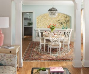 A niche is a perfect place for a floral wallpaper